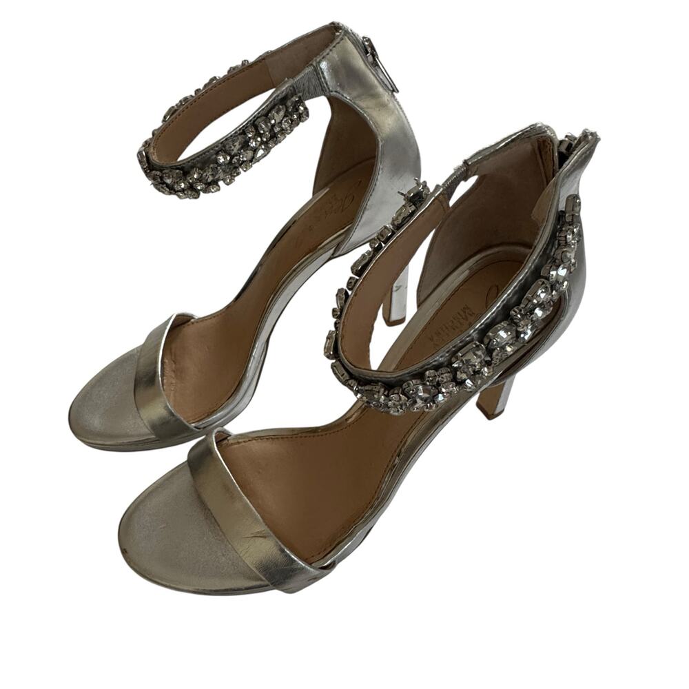 Jewel by Badgley Mischka‎ Heels Women's 7 Silver Rhinestones Ankle Strap